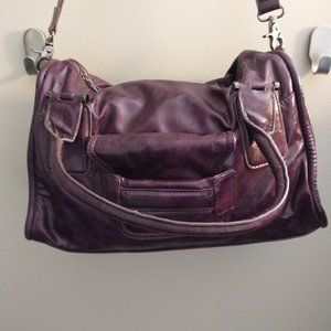 Purple patent leather purse